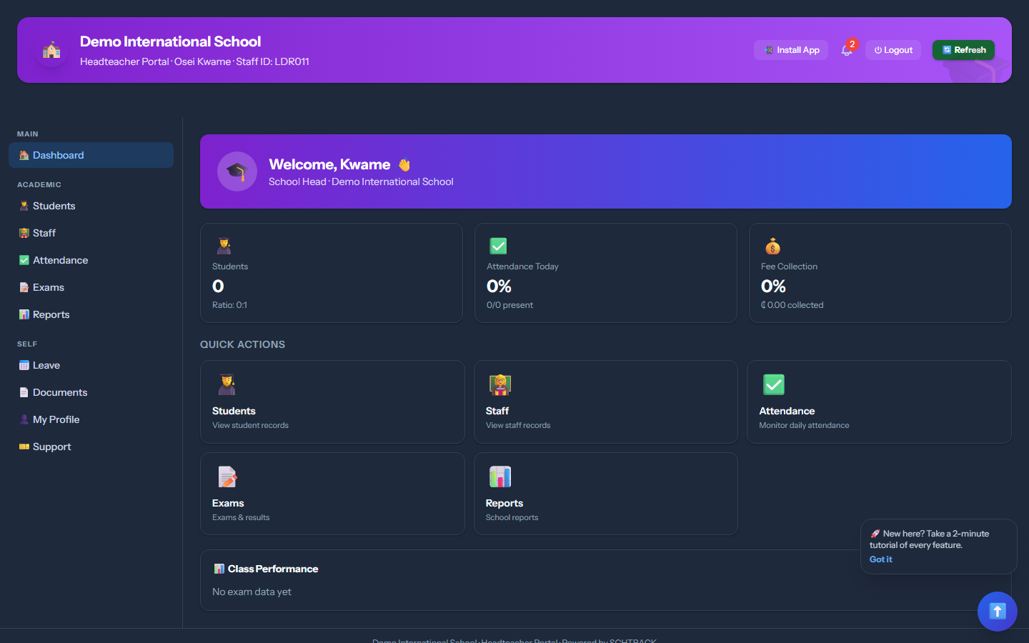 Dashboard - SchTracky screenshot