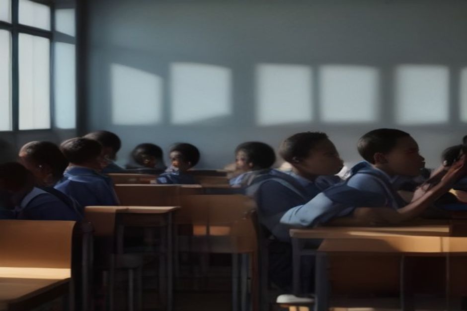Happy African school children in class